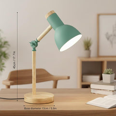 Mint Green Scandinavian Desk Lamp | Adjustable Wood Table Light