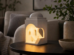 Archway Lamp – Marble Textured Architectural Table Light, USB LED or Battery Tea Light