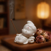 Ceramic Girl Incense Holder - Line Incense Burner - Aromatherapy Decor - Meditation Home Gift