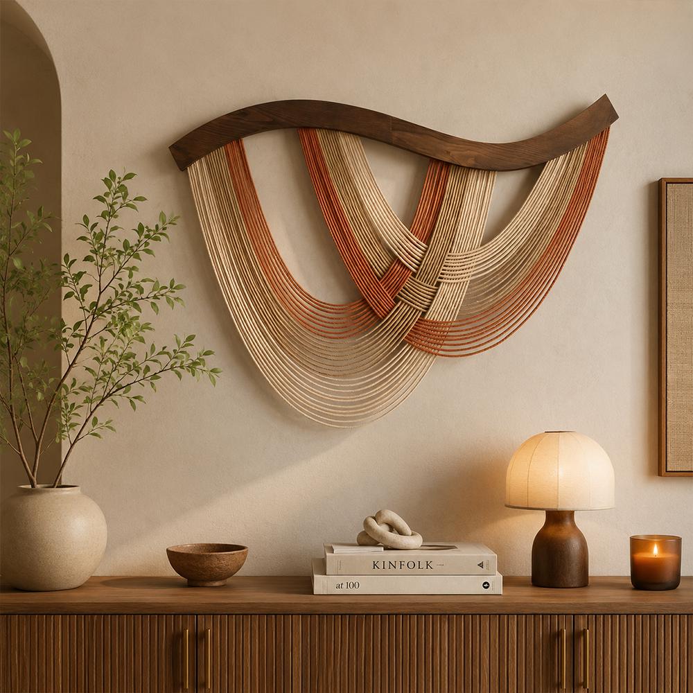 Macrame Wall Hanging, Woven Fiber Wall Art, Cotton Wall Decor, Bohemian Home Decor, Nursery Bedroom Decor
