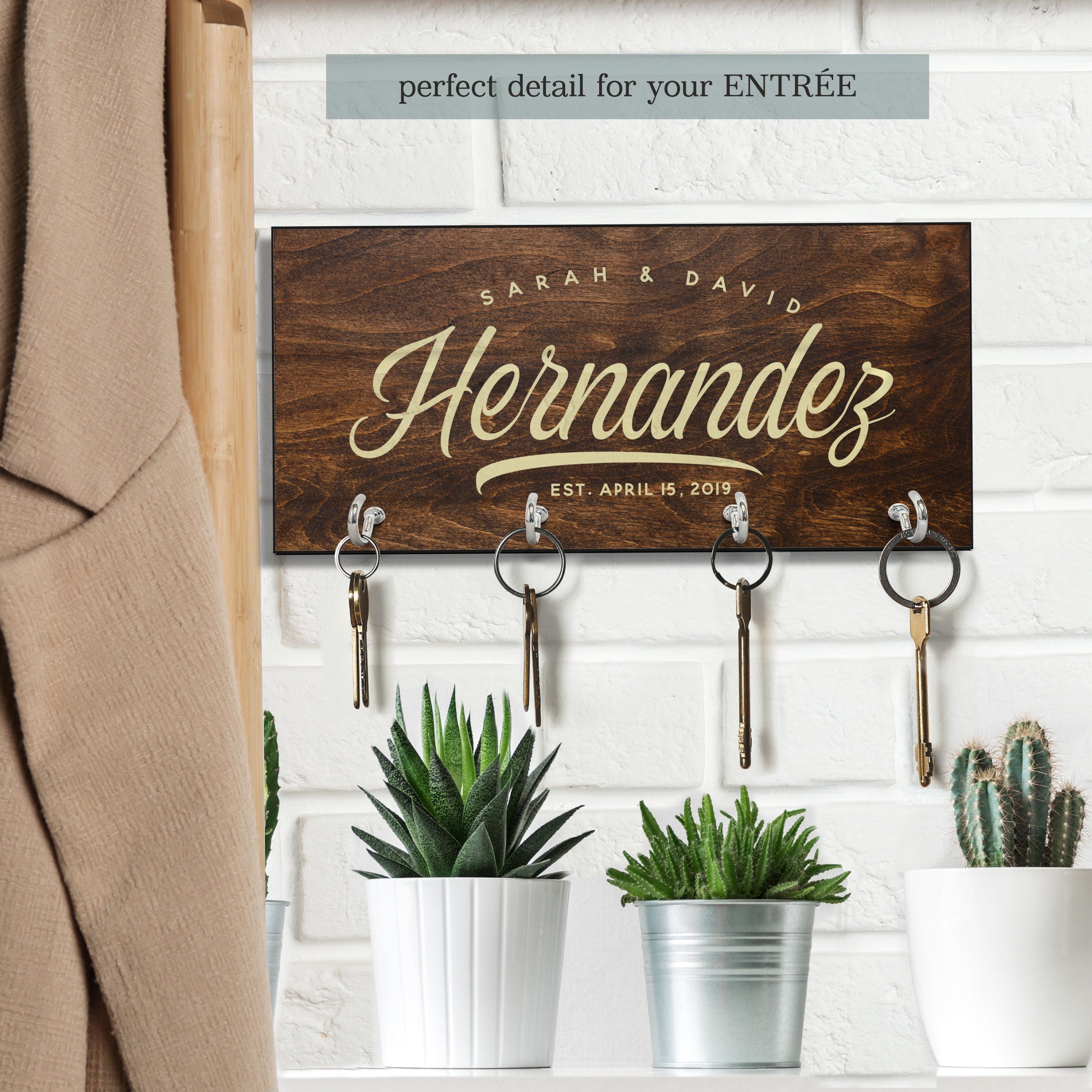 Personalized Key Holder for Wall, Custom Key Hanger