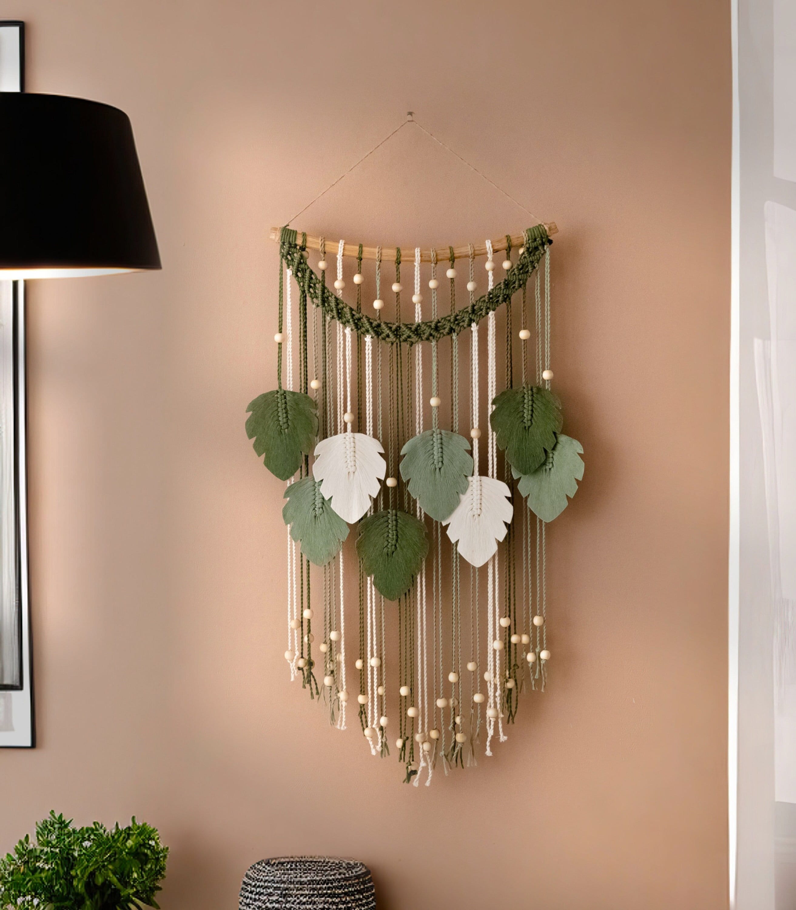 Botanical Wall Art, Tropical Home Decor, Macrame Leaf Decor, Summer Wall Art, Boho Macrame Decor, Bedroom Wall Art