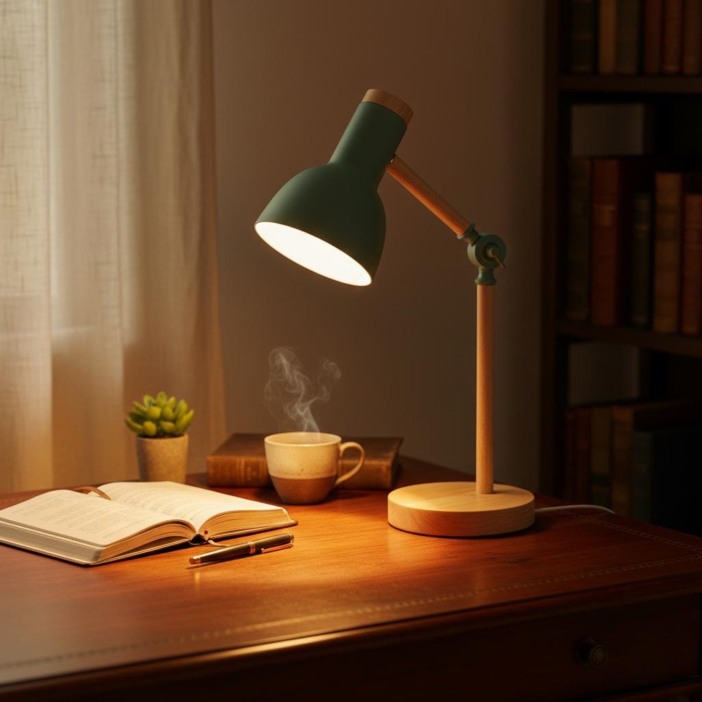 Mint Green Scandinavian Desk Lamp | Adjustable Wood Table Light