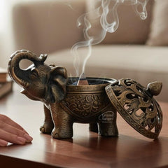Brass Elephant Incense Burner, Dhoop Holder, Pooja Room Decor