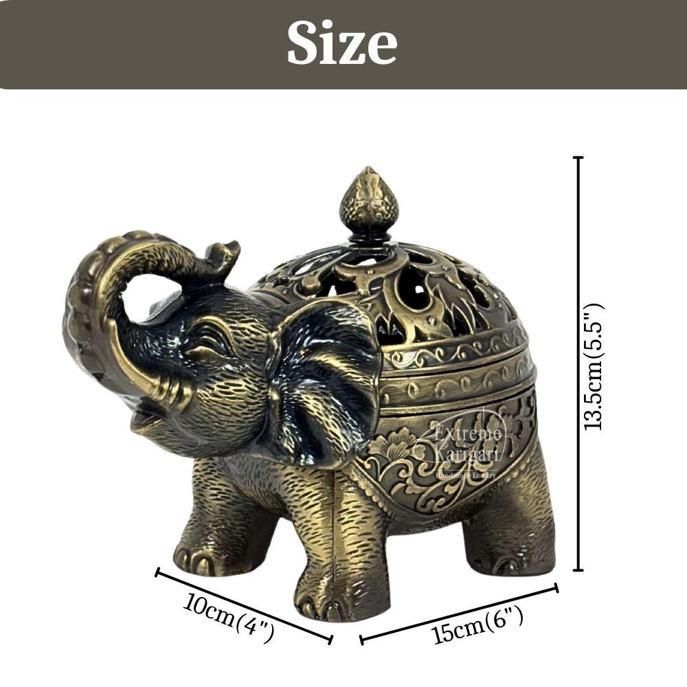 Brass Elephant Incense Burner, Dhoop Holder, Pooja Room Decor