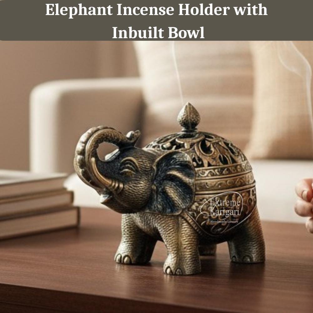 Brass Elephant Incense Burner, Dhoop Holder, Pooja Room Decor