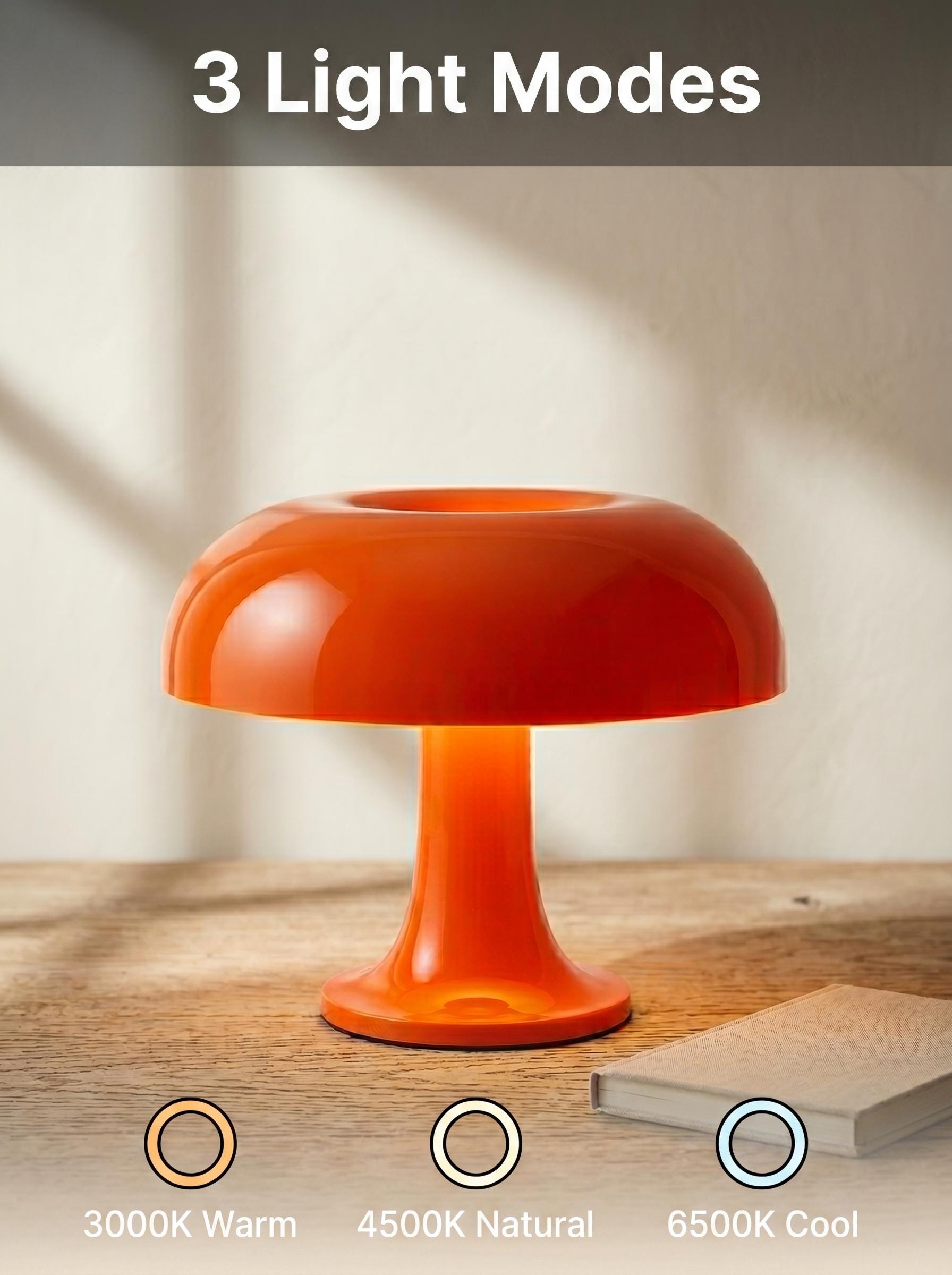 Retro Mushroom Table Lamp — 3-Color USB Dimmable Desk Light