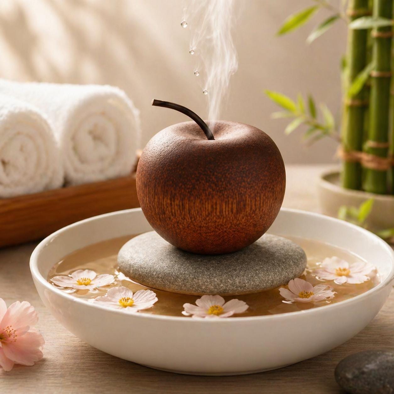 Wood Apple Diffuser Set, Aromatherapy Ornament, Car Freshener, Minimalist Home Fragrance Gift