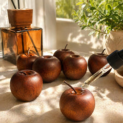 Wood Apple Diffuser Set, Aromatherapy Ornament, Car Freshener, Minimalist Home Fragrance Gift