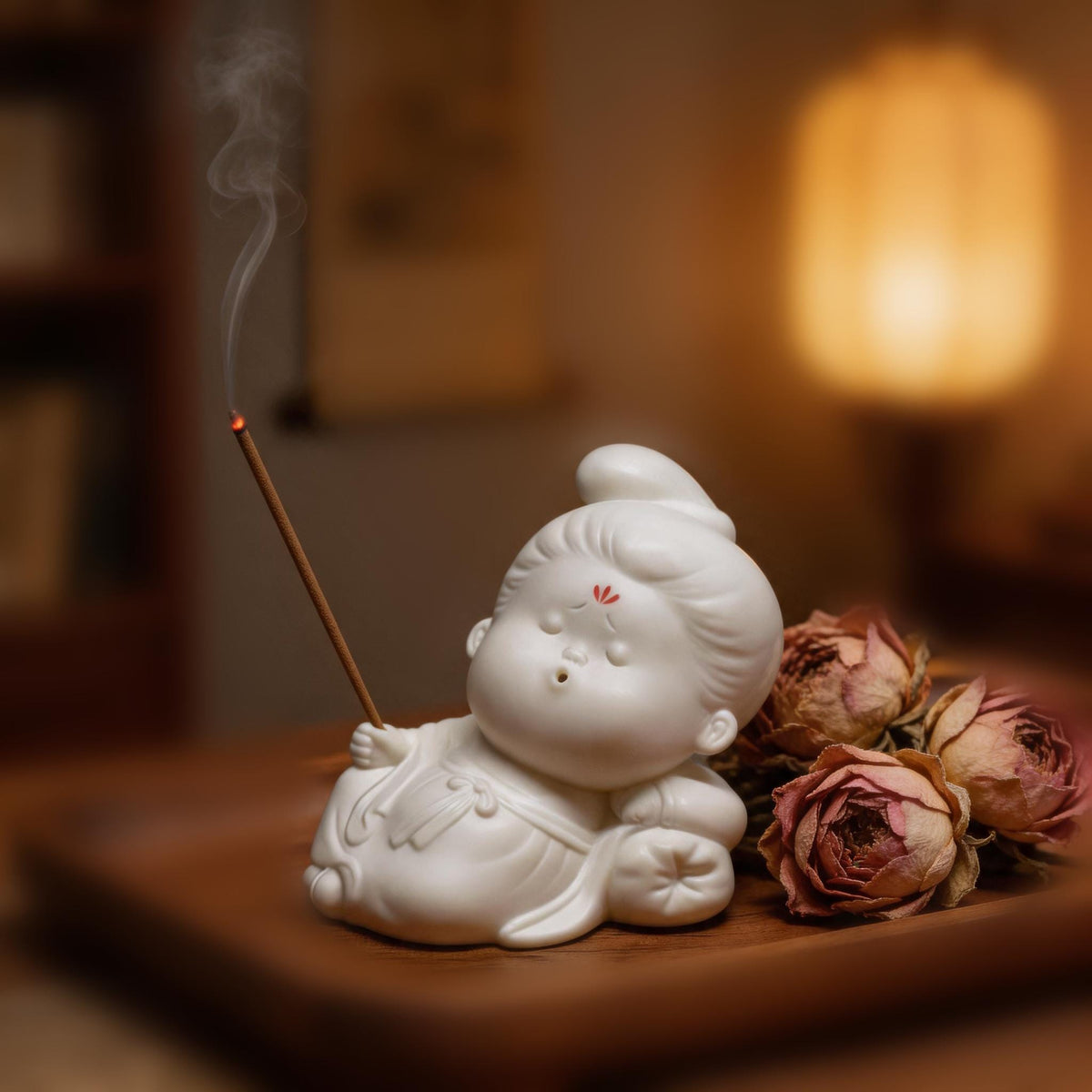 Ceramic Girl Incense Holder - Line Incense Burner - Aromatherapy Decor - Meditation Home Gift