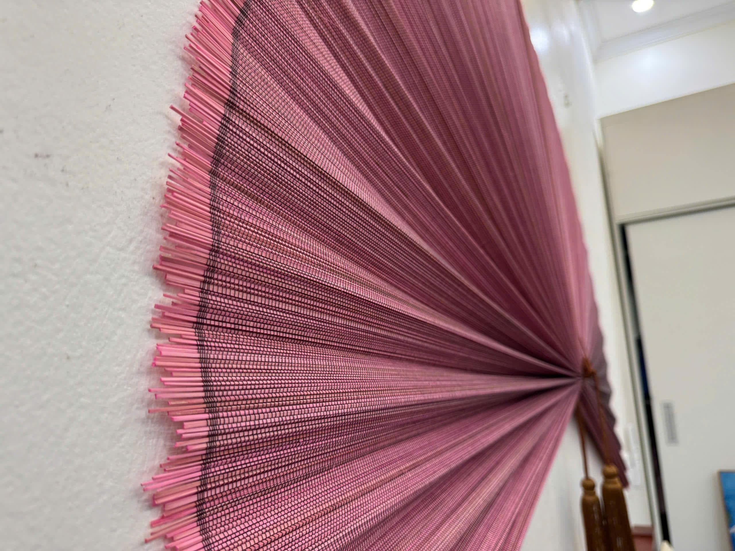 Dusty Rose Bamboo Wall Fan, Large Decorative Fan