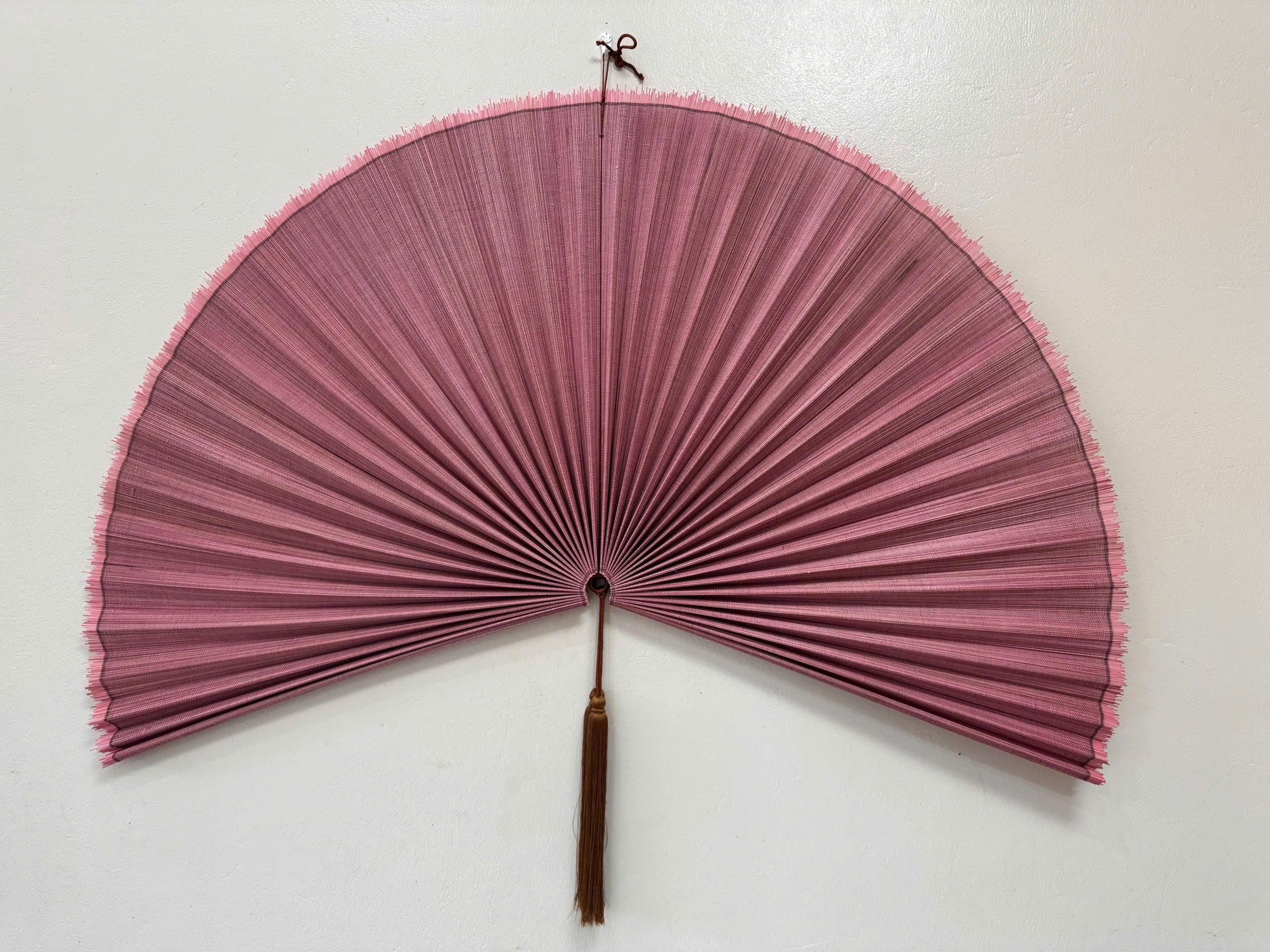Dusty Rose Bamboo Wall Fan, Large Decorative Fan