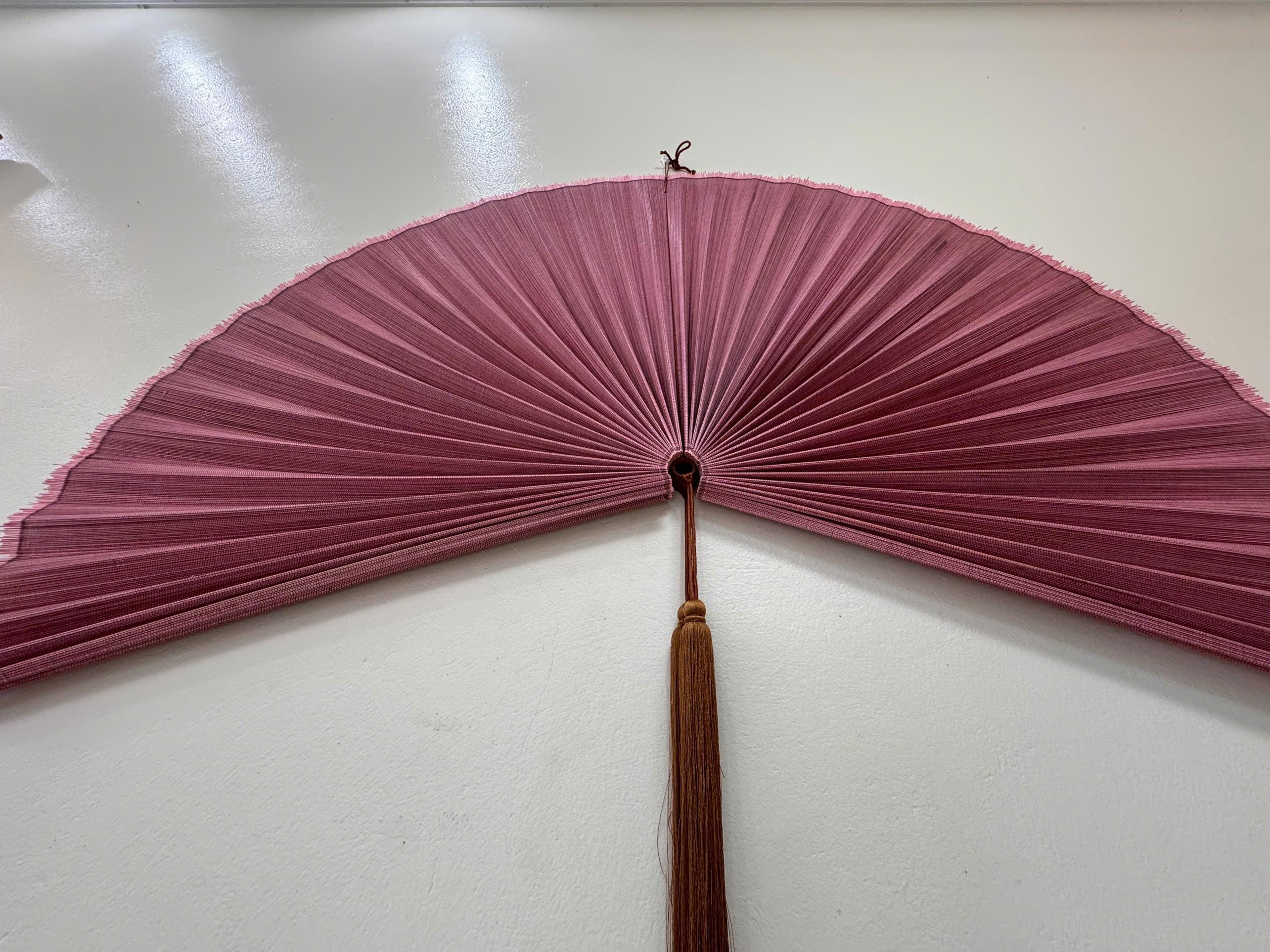 Dusty Rose Bamboo Wall Fan, Large Decorative Fan